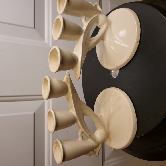 Vintage Porcelain Bisque Japanese Matte Cream Candle Holders 6" - Picture 7 of 11